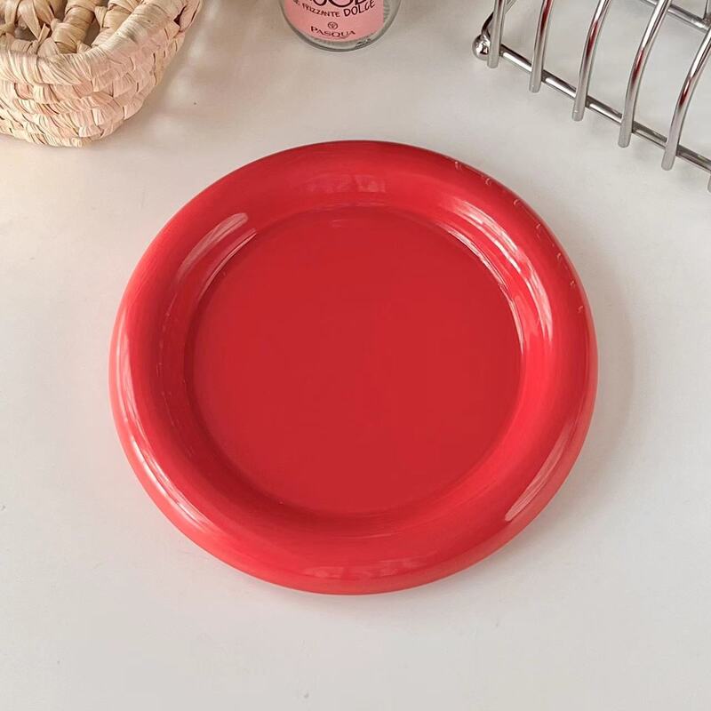 Ins - style Round Ceramic Food Plates. Thick - edged, creative Nordic tableware. Ideal for dessert, steak, pasta. - Korvel