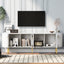 U-Can Modern TV Stand for TVs up to 80 Inches, Entertainment Center with 4 Cabinets, Wood with Metal Legs and Handles White - Korvel