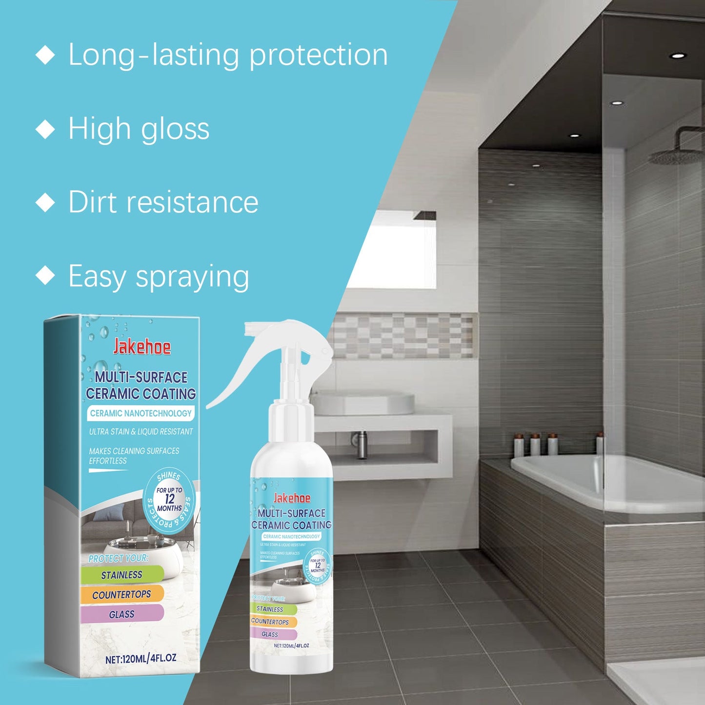 Home Ceramic Coating Spray Interior Tile Cleaning And Polishing Remove Wax Dirt Refurbishing Spray - Korvel