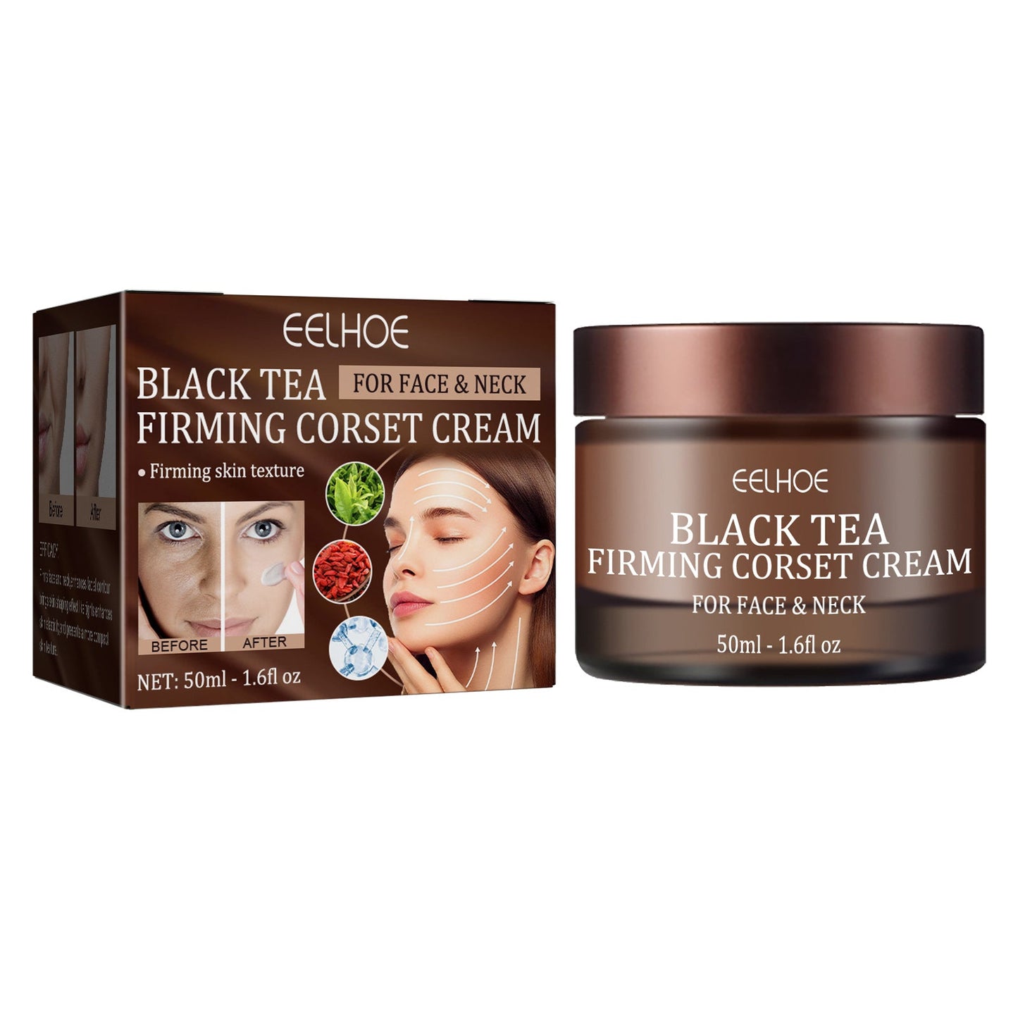 Crème de visage modelante raffermissante au thé noir
