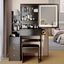 Elegant Dressing Table with Cushioned Stool and LED Mirror