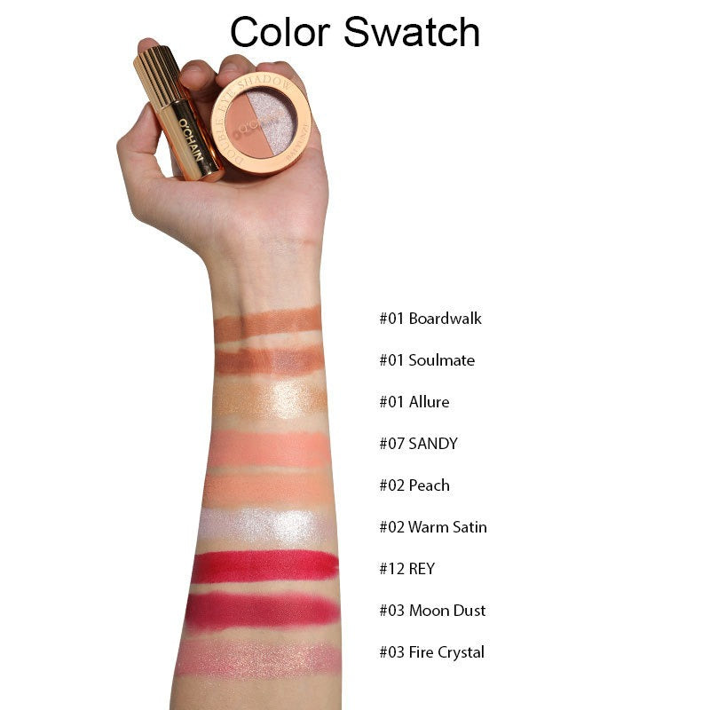 O'CHAINPearlescent two-color eyeshadow matte lipstick does not fade, non-sticky cup powdery delicate eyeshadow palette - Korvel