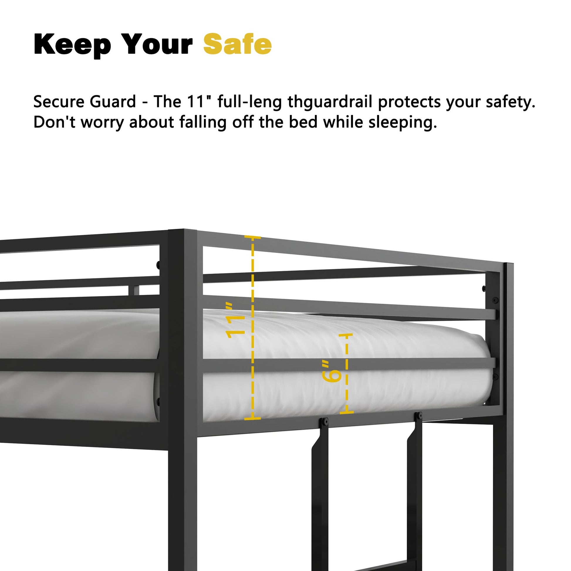 Adam Twin over Twin Metal Bunk, Black - Korvel