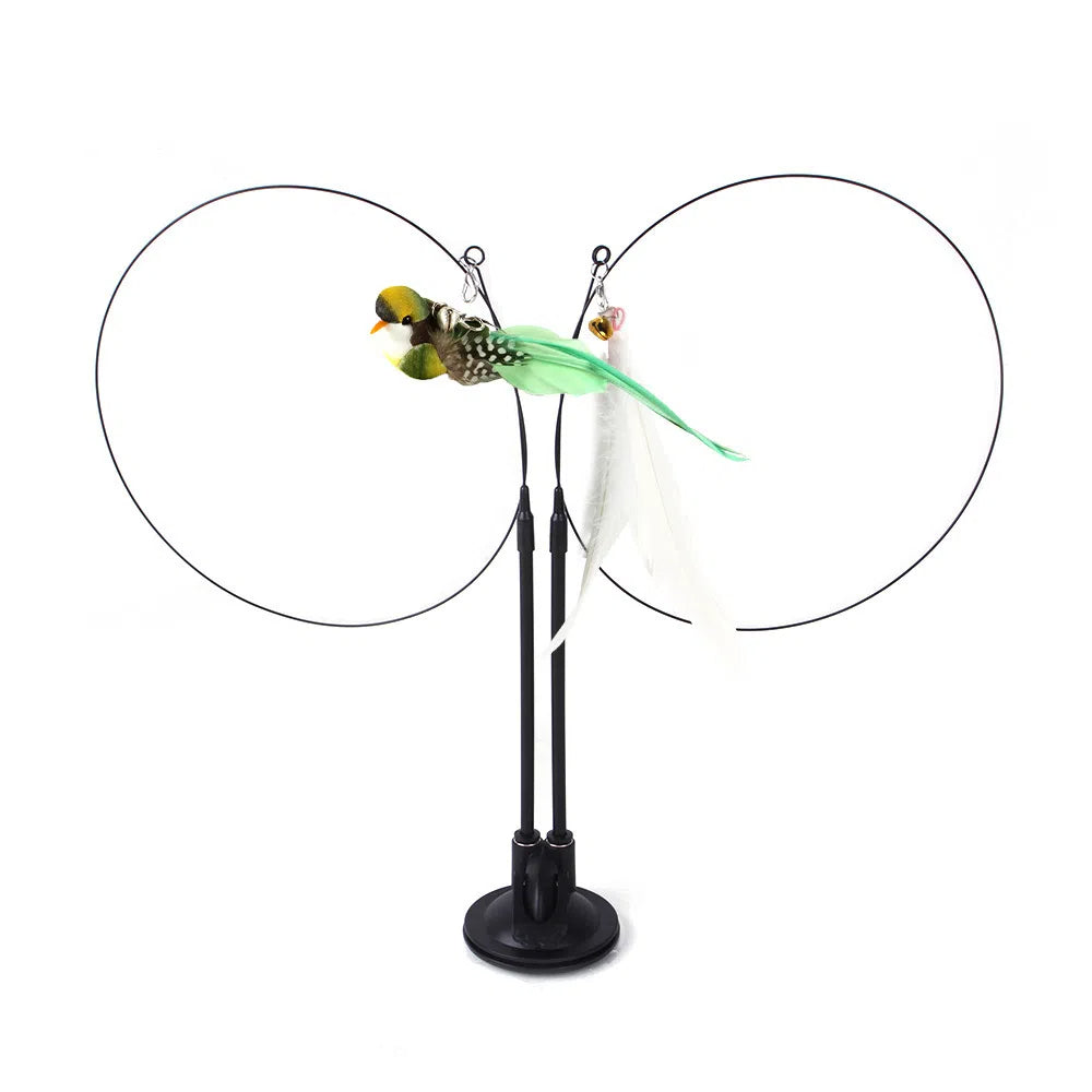 Suction cup cat toy stick that can be attached and held with steel wire multi head interchangeable cat toy and pet supplies - Korvel