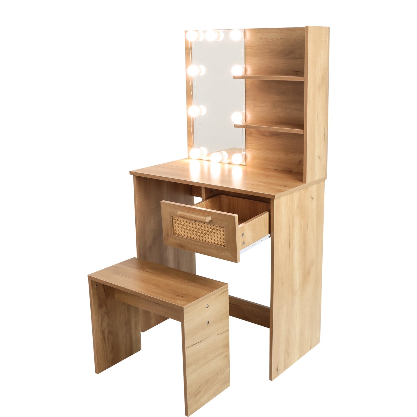 Elegant Bedroom Vanity Set with LED Mirror and Storage