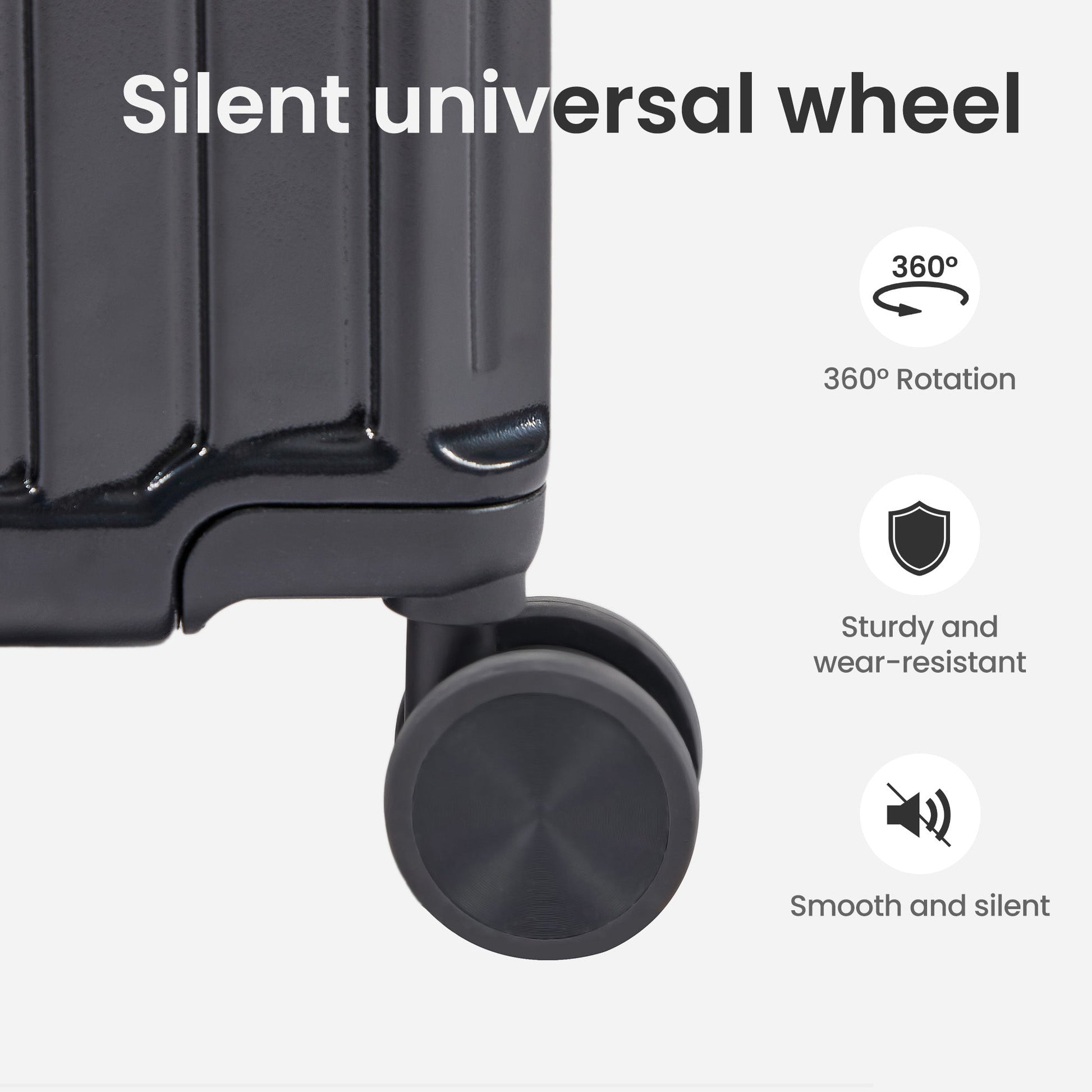 Luggage Set 4 pcs (20"/24"/29"/Travel Bag), PC+ABS Durable Lightweight Luggage with Collapsible Cup Holder TSA Lock, Black - Korvel