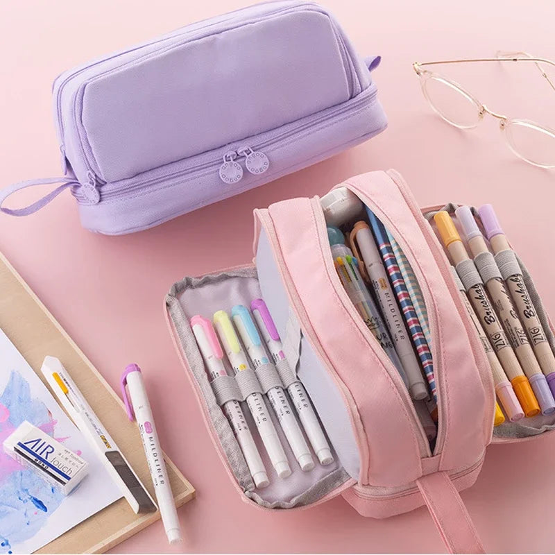 Student essential learning supplies multifunctional large capacity stationery bag pencil case - Korvel