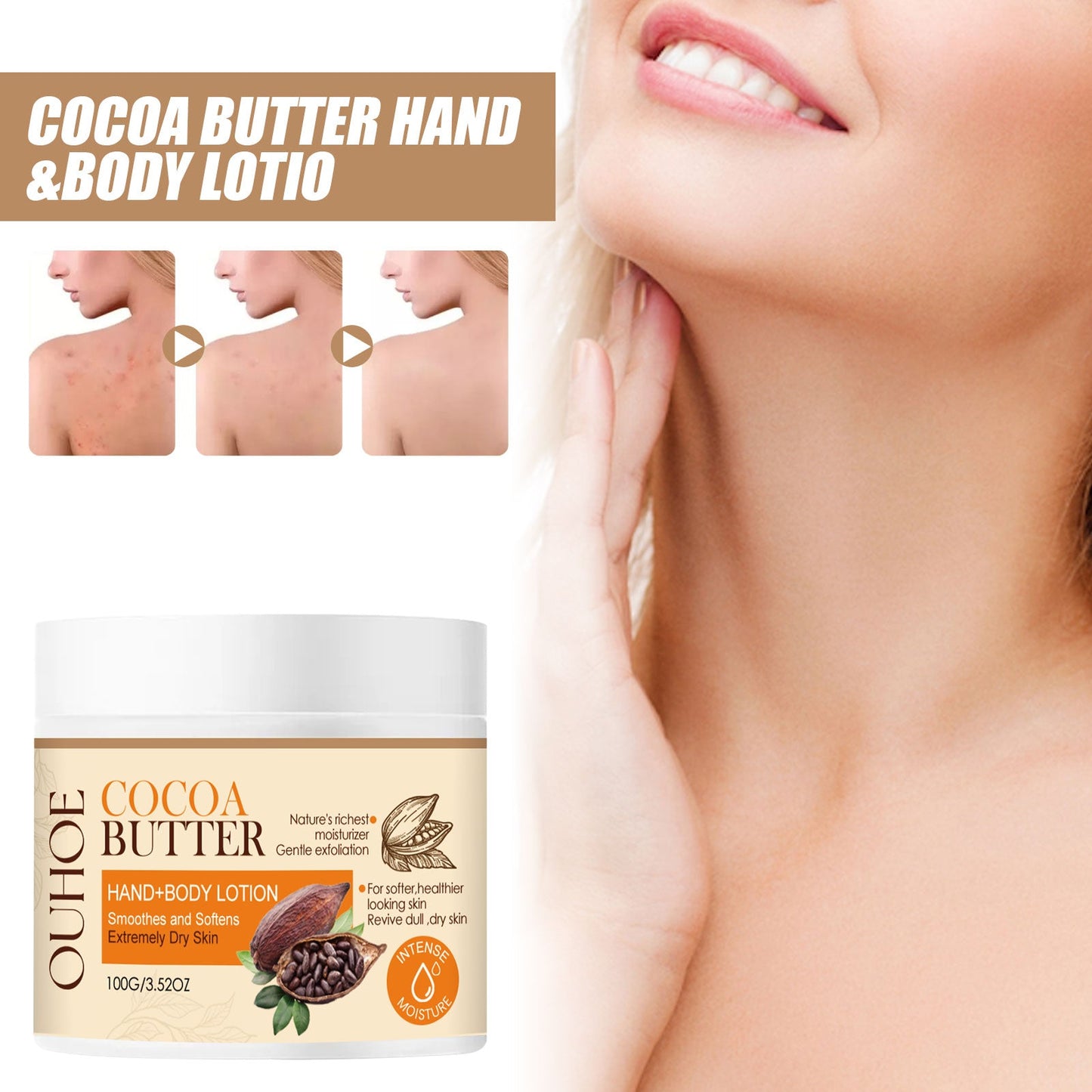 Lotion Corporelle au Cacao - Hydratant pour la Peau