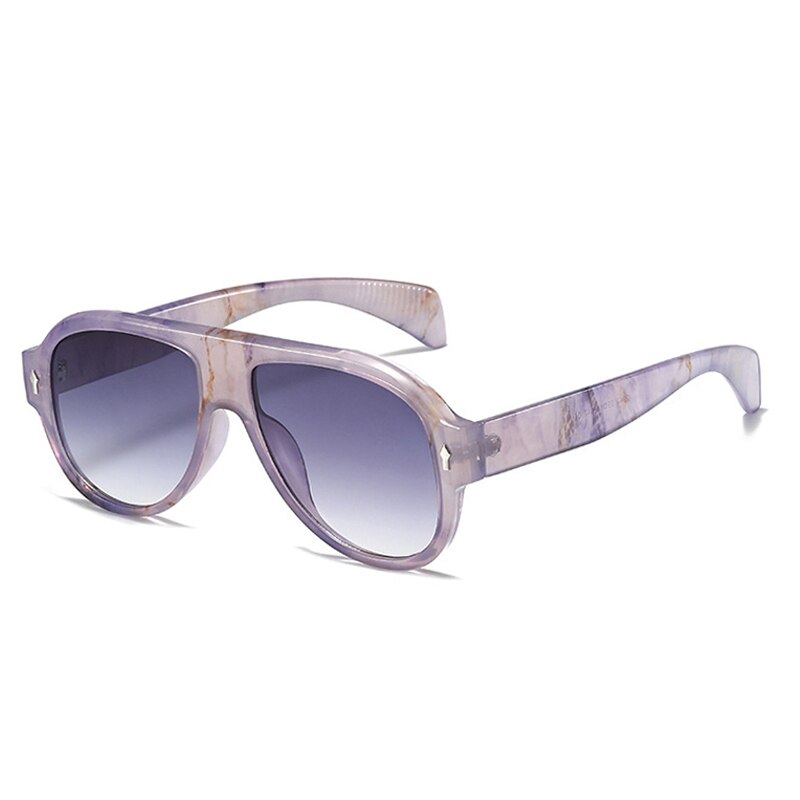 Retro Punk Men Pilot Sunglasses Fashion Rivets Decoration Gradient Eyewear Shades UV400 Women Trending Purple Sun Glasses - Korvel