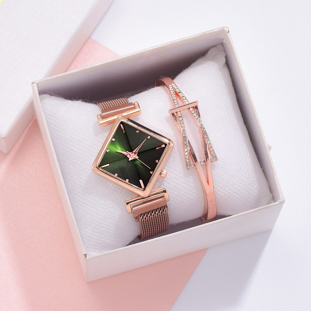Women Square Watch Luxury Ladies Quartz Magnet Buckle Gradient Color Watches Relogio Feminino For Gift Clock - Korvel