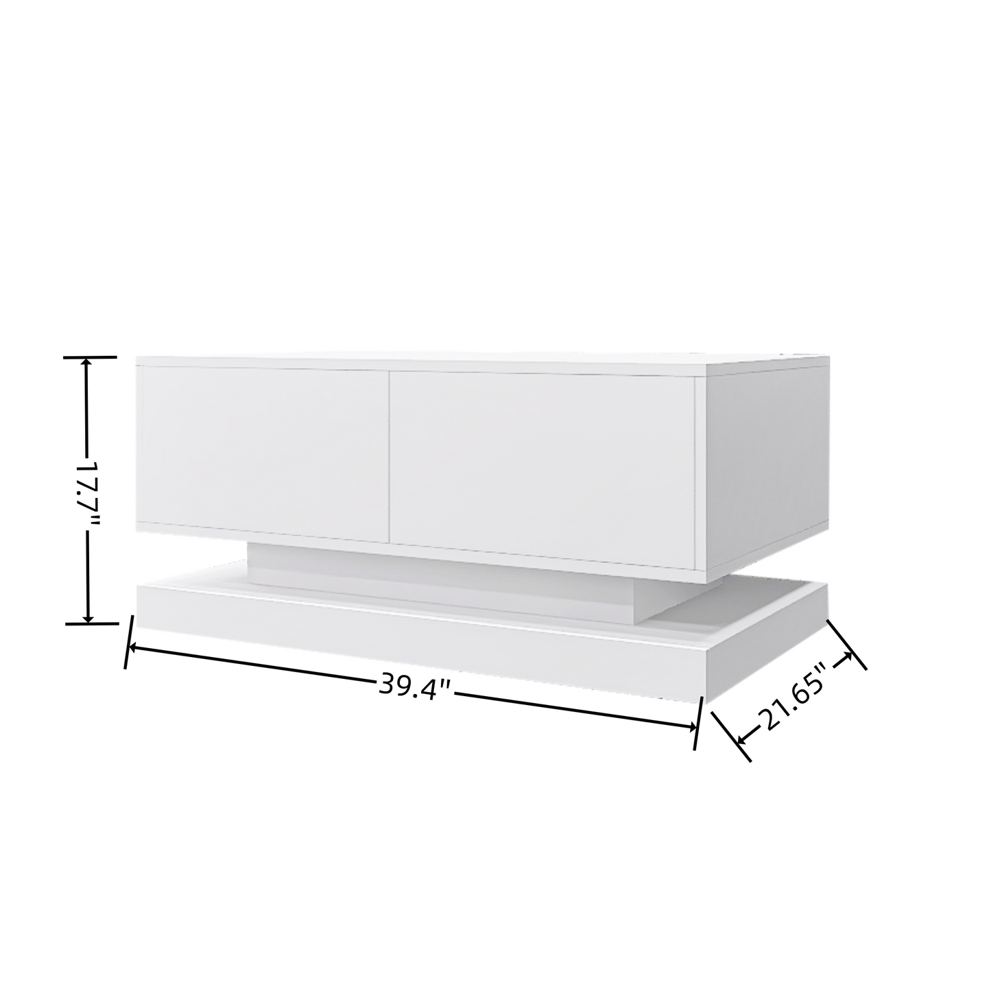 High Glossy Coffee Table with 2 Drawers have RGB Led Light with Buletooth Control - Korvel