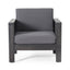 Outdoor Acacia Wood Club Chairs with Cushions, Dark Gray, 27.75"D x 32"W x 27.75"H - Korvel