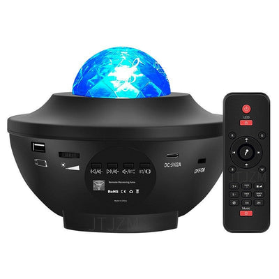 Full Sky Star Laser Sky Projection Light Atmosphere Light Bluetooth Music USB Flame Bowl Water Pattern Light Night Light - Korvel