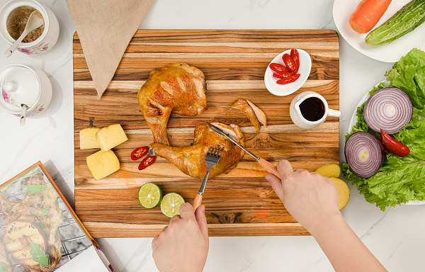 Teak Cutting Board Natural + Solid Wood + 5 Pieces 18 INCH, Pack of 5 Pieces - Korvel