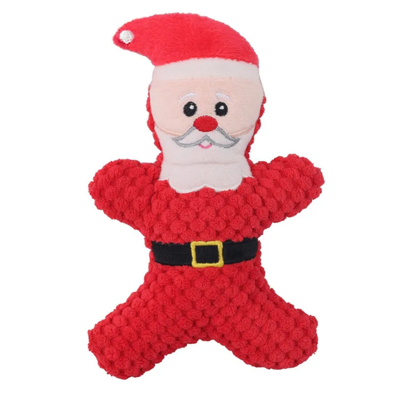 Christmas Plush Dog Toy Series - Santa, Elk, Gingerbread & Donut