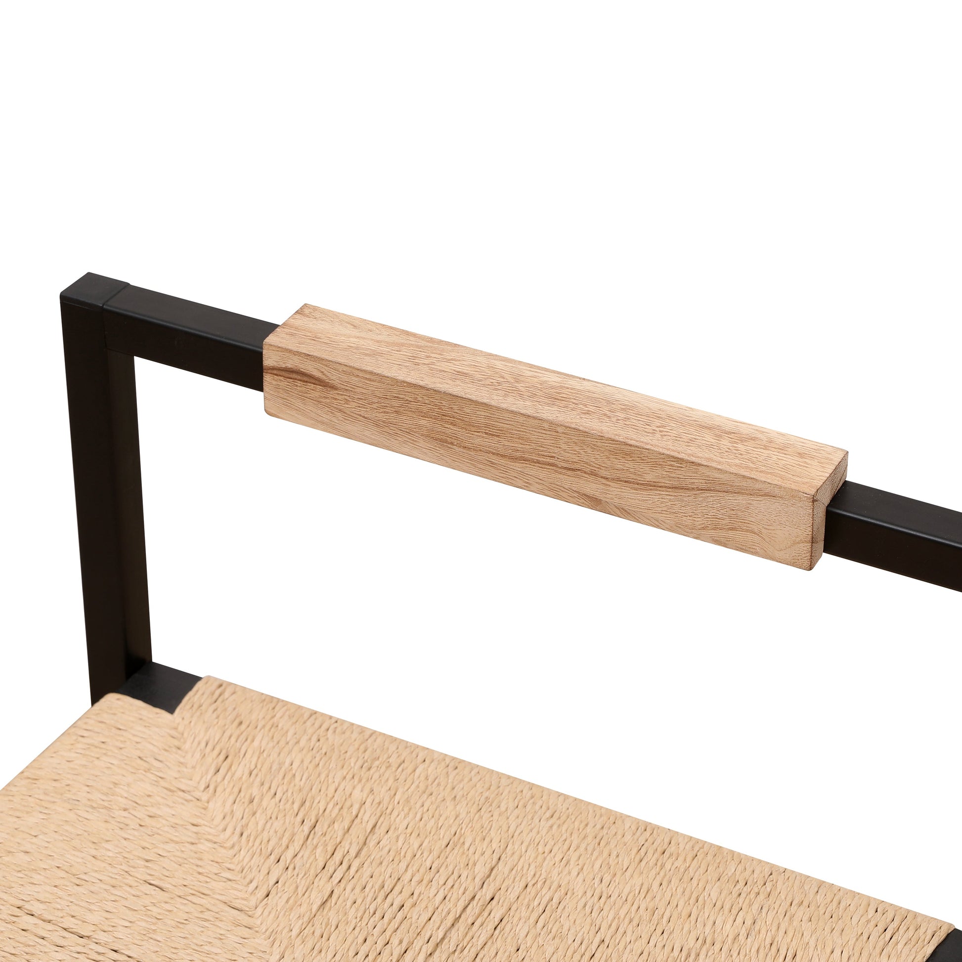 Set of 2 Bar Stools with Back Paper Rope Woven Counter Height Dining Chairs for Kitchen Home (Paper Rope with Back) - Korvel