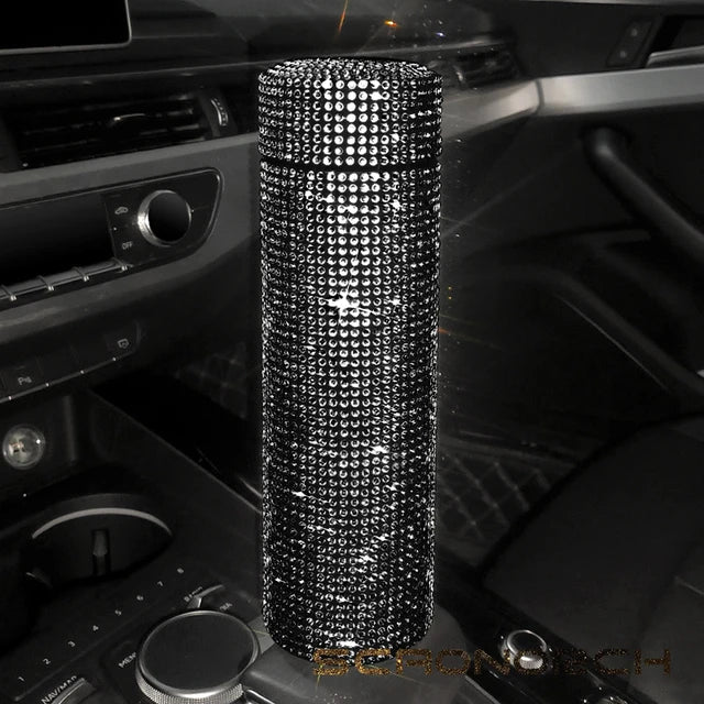 Bling Rhinestone Thermos Bottle Insulated Double Wall Stainless Steel Water Bottle Coffee Travel Car Coffee Mug Cup Vacuum Flask - Korvel