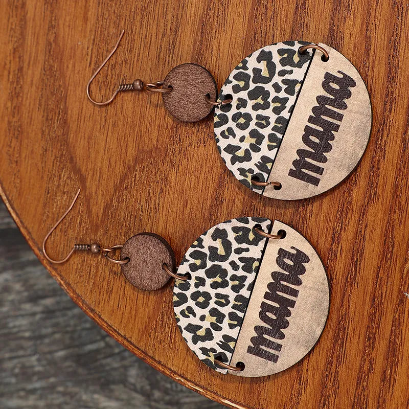 Wooden Leopard Round Shape Earrings - Korvel