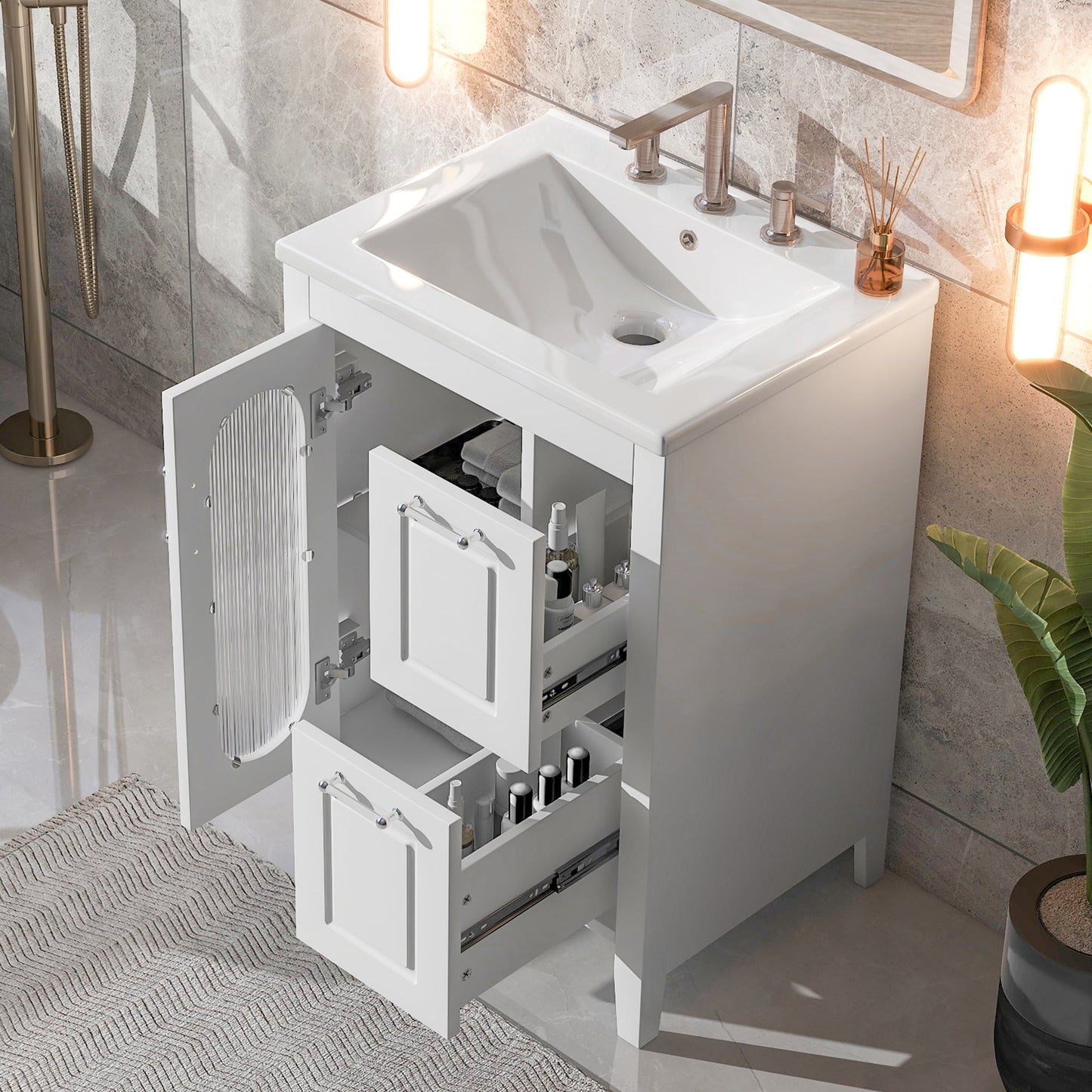 Elegant 24" Bathroom Vanity with Sink and Storage