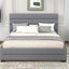 Queen Upholstered Platform Bed with Twin Size Trundle and Two Drawers Grey - Korvel