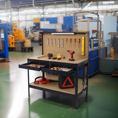 Premium Steel Workbench with Drawer and Peg Board