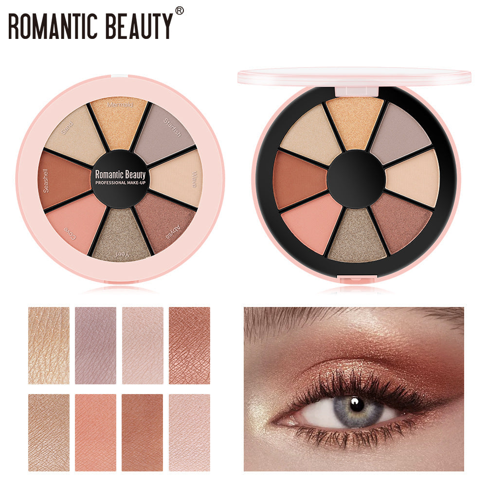 Romantic Beauty 8 Color Round Palette Eyeshadow Pearlescent Matte Eyeshadow Palette - Korvel