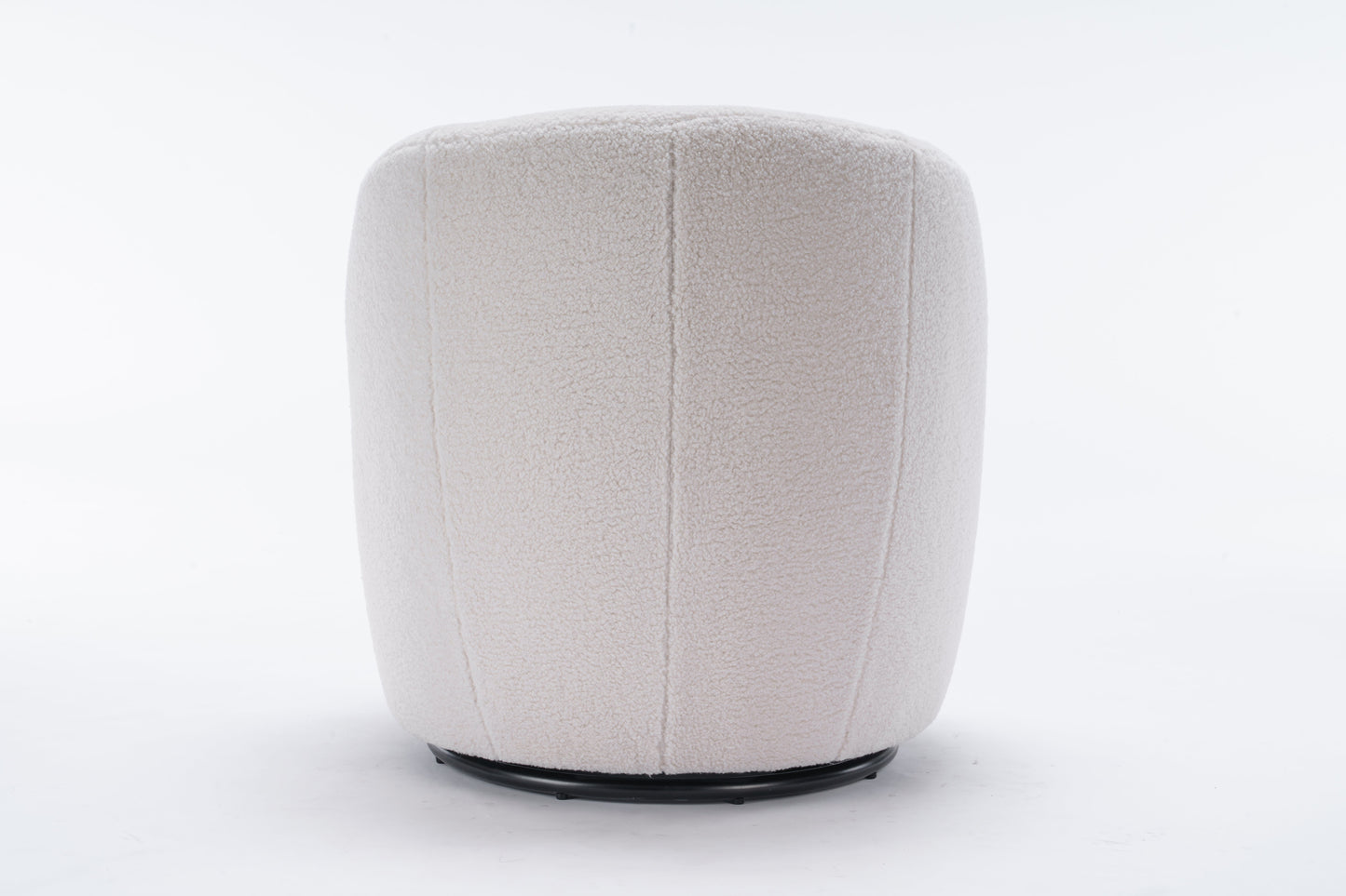 Teddy Fabric Swivel Accent Armchair Barrel Chair With Black Powder Coating Metal Ring Ivory White - Korvel