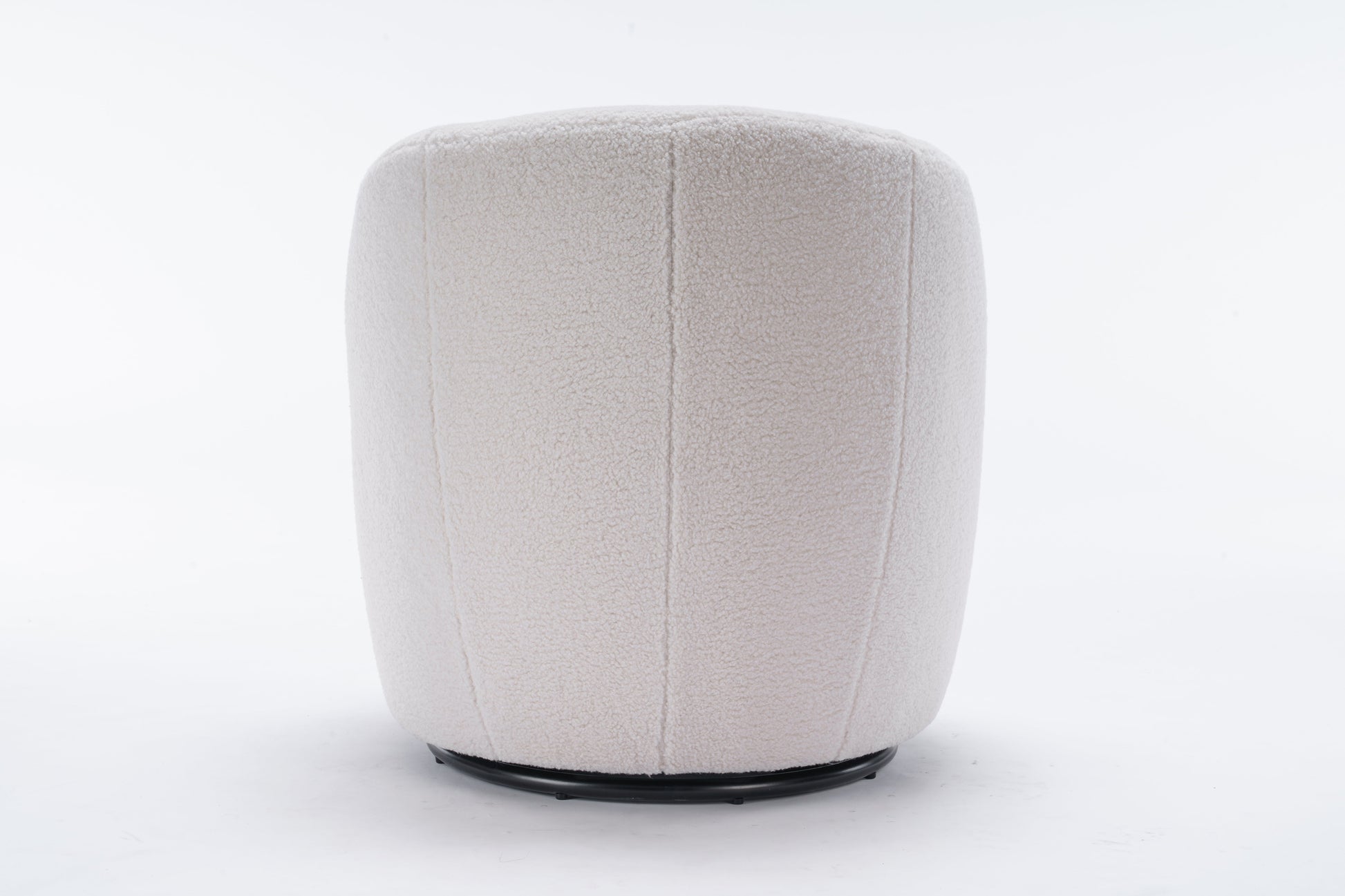 Teddy Fabric Swivel Accent Armchair Barrel Chair With Black Powder Coating Metal Ring Ivory White - Korvel