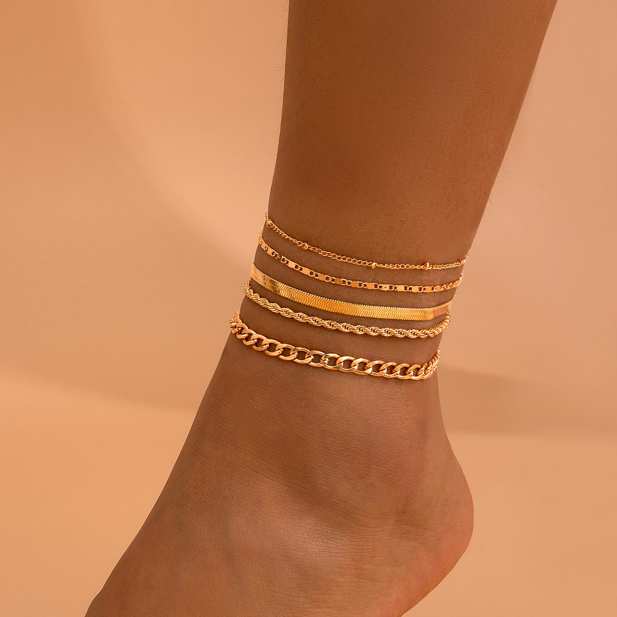 Personalized Punk Chain Anklet Set - Stylish Foot Jewelry