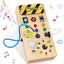Montessori Busy Board Sensory Toys Wooden with LED Light Switch Control Board Travel Activities Kids Games for 2-4 Years Old - Korvel