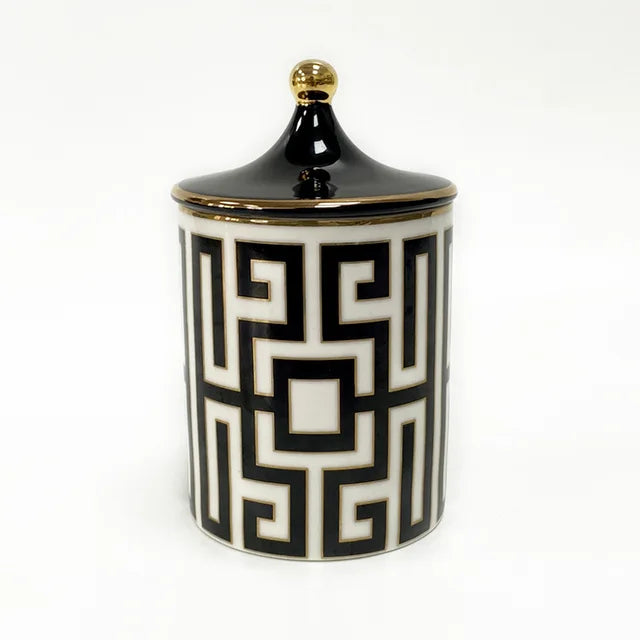 Gold Plated Stripe Ceramic Storage Jar Home Scented Candle Bottle Wedding Candy Gift Jar Cosmetic Jewelry Storage Bottle Decor - Korvel