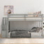 Twin over Twin Floor Bunk Bed, Ladder with Storage  Gray - Korvel