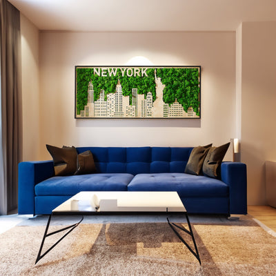 New York Moss City Silhouette Metal Wall Art - Small