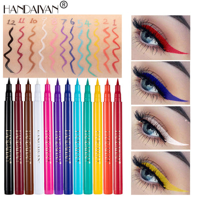 HANDAIYAN 12 Color Matte Eyeliner Set - Quick-Drying & Smudge-Resistant