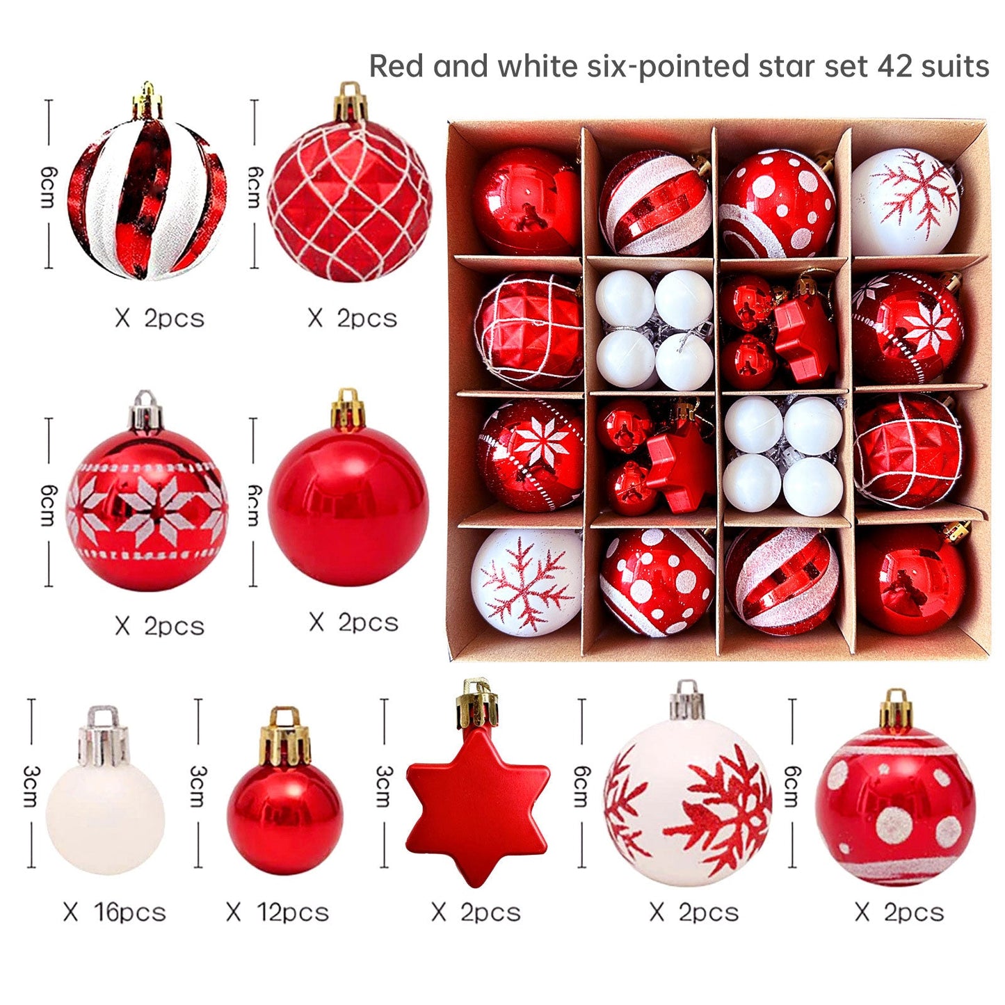 Christmas decoration 6cm electroplated ball plastic ball special-shaped painted Christmas ball gift Christmas tree pendant - Korvel