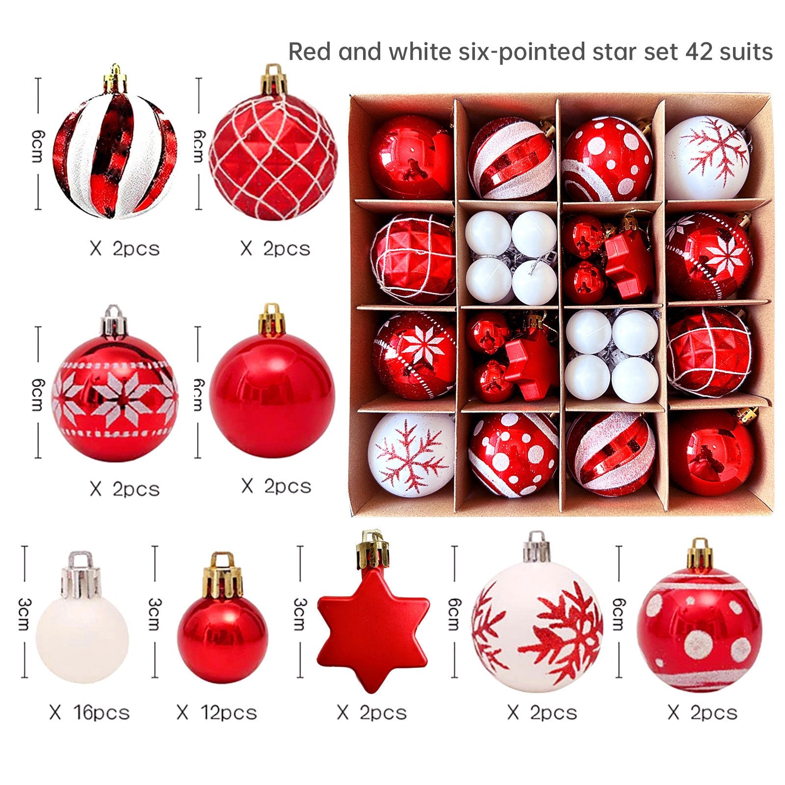 Christmas decoration 6cm electroplated ball plastic ball special-shaped painted Christmas ball gift Christmas tree pendant - Korvel