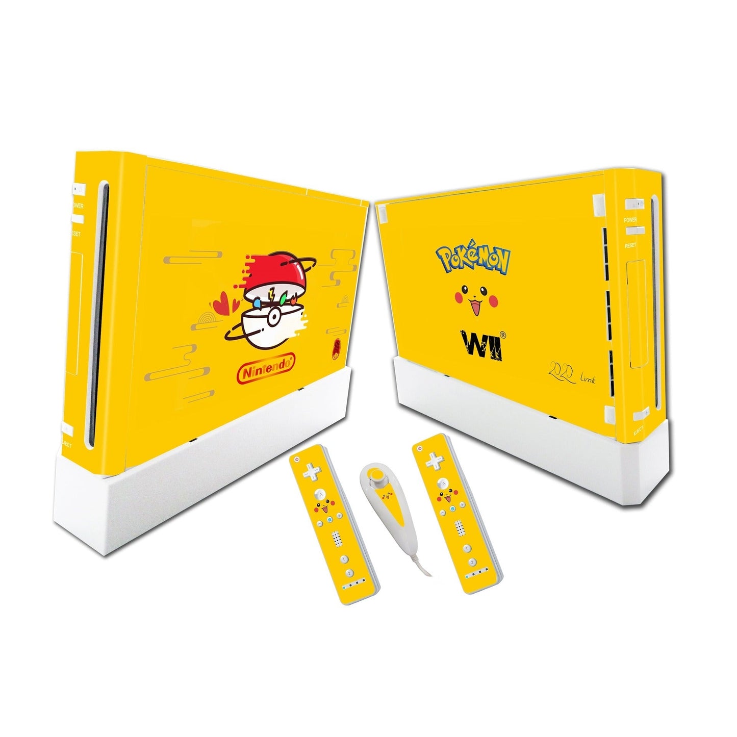 Stylish Wii Console Stickers - Hello Kitty & Pikachu Designs