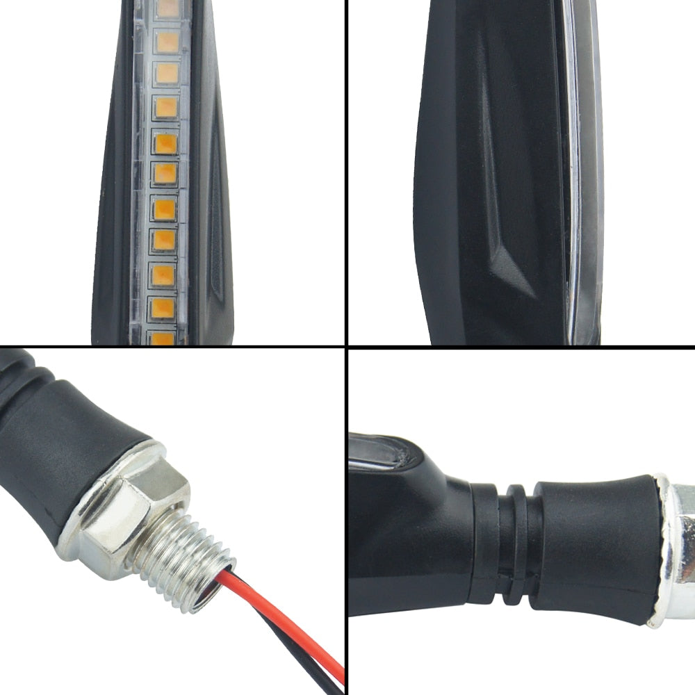 2PCS LED Motorcycle Turn Signals Light 12 SMD Tail Flasher Flowing Water Blinker IP68 Bendable Motorcycle Flashing Lights - Korvel
