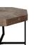 Mesa de café octagonal de madera marrón antigua con patas de metal