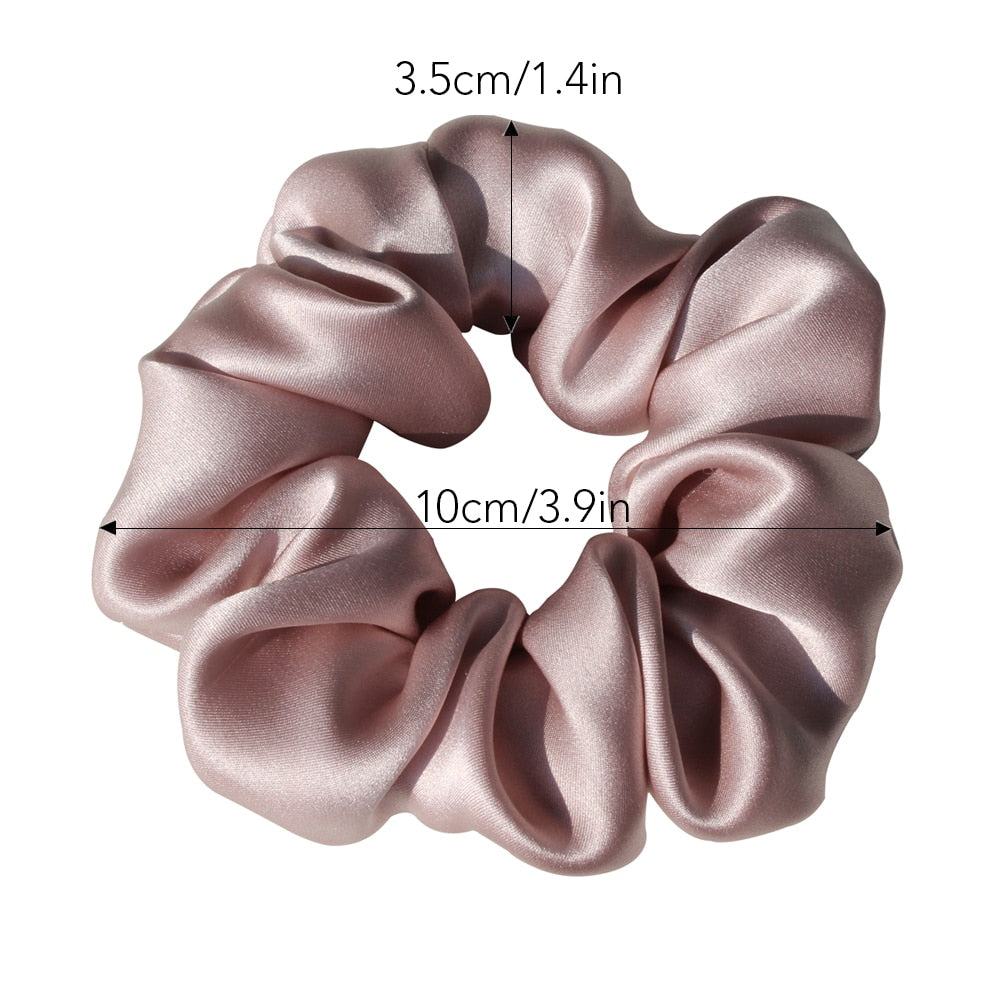Pure Silk Large Scrunchies Ropes Hair Bands Ties Elastics Ponytail Holders for Women Girls Hair Accessories 19 Momme 3.5CM - Korvel