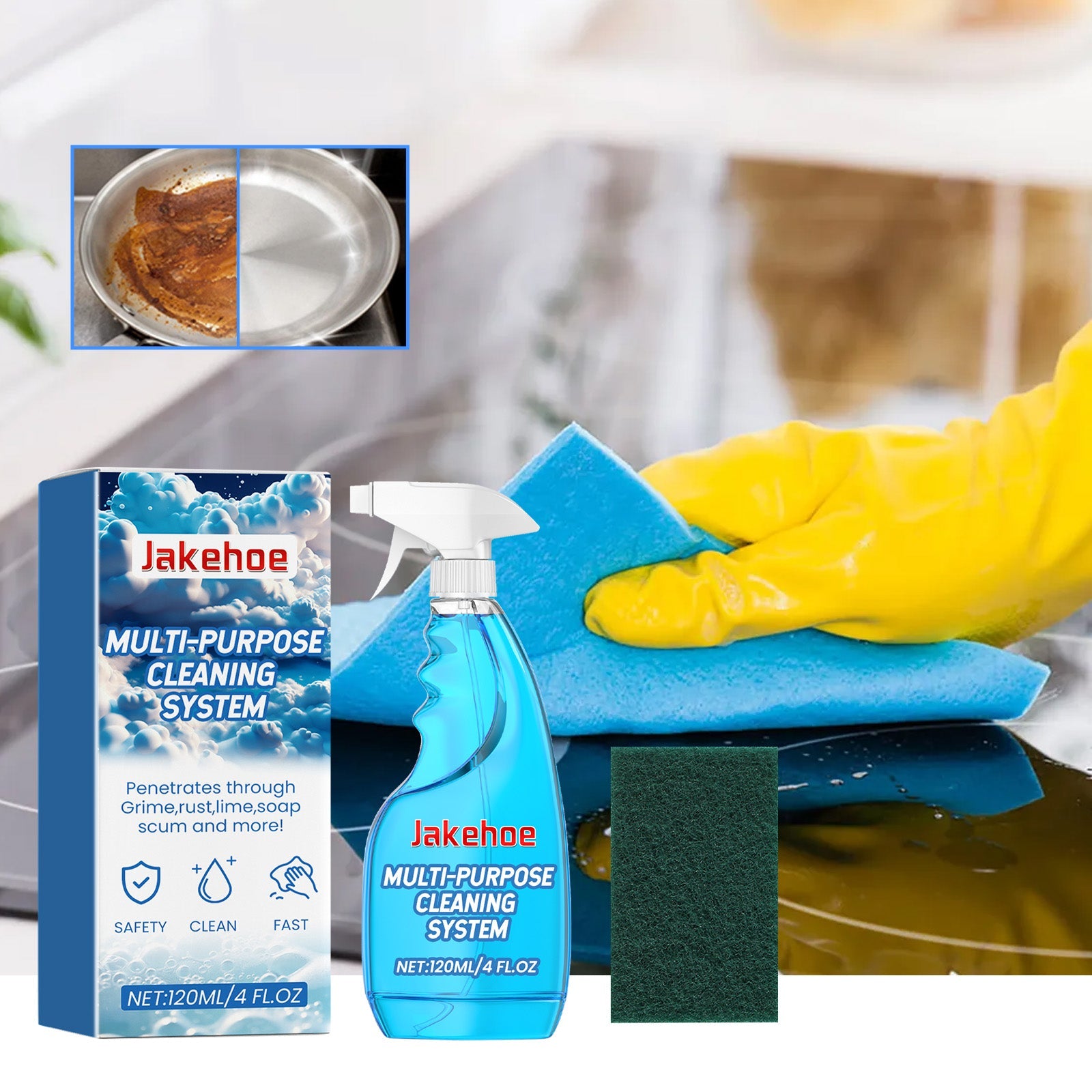Multi Purpose Cleaning System, Gentle Decontamination Multi-Surface Foam Cleaner For Kitchen Cooktop Cookware - Korvel