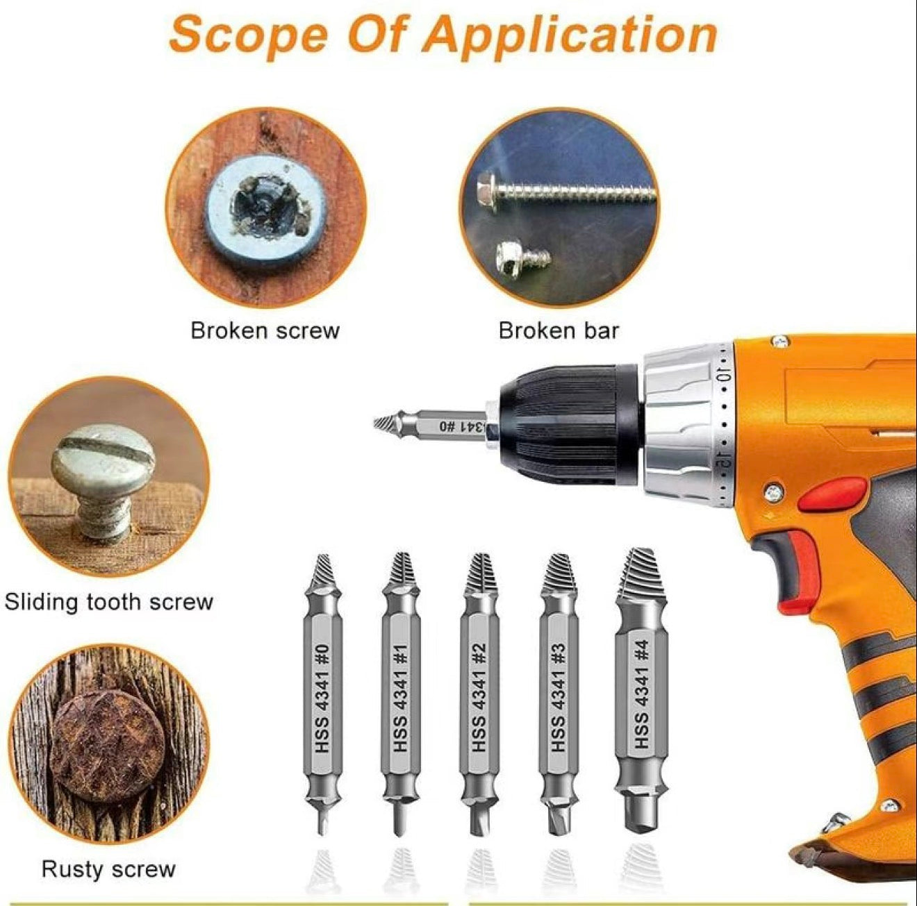 GripOut Screw Extractor Set - 6-Piece Tool Kit