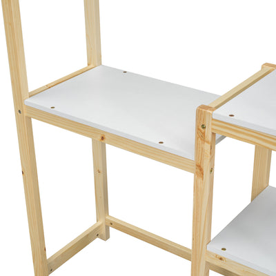 House-shaped Wooden writing Desk Kids study Table Bookshelf & Toy Storage Natural - Korvel