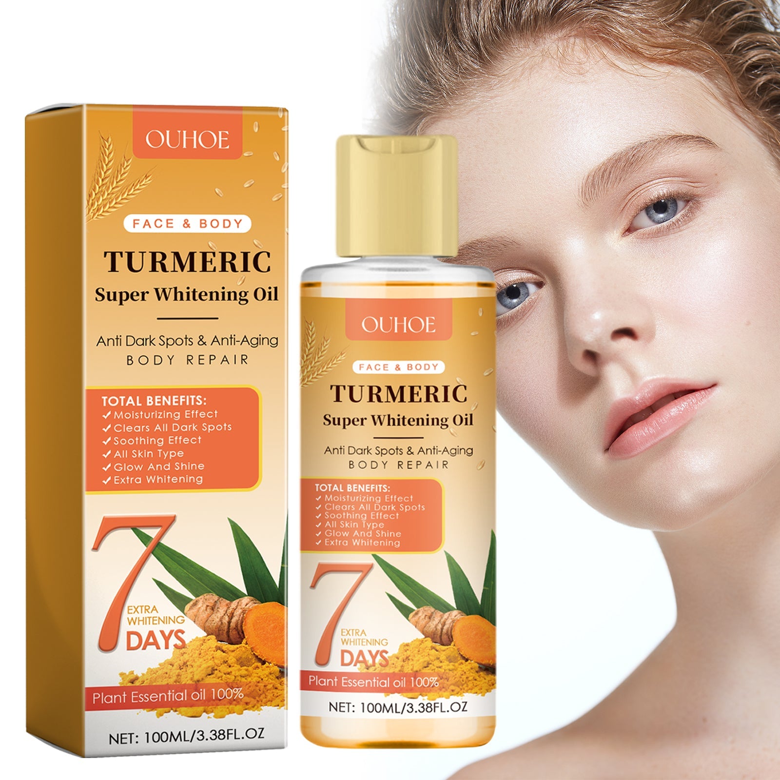 Turmeric Super Whitening Oil , Repair Skin Barrier Soft, Firming, Whitening, Brightening And Fading Joint Blacknessming And Hydrating Eye Patch - Korvel