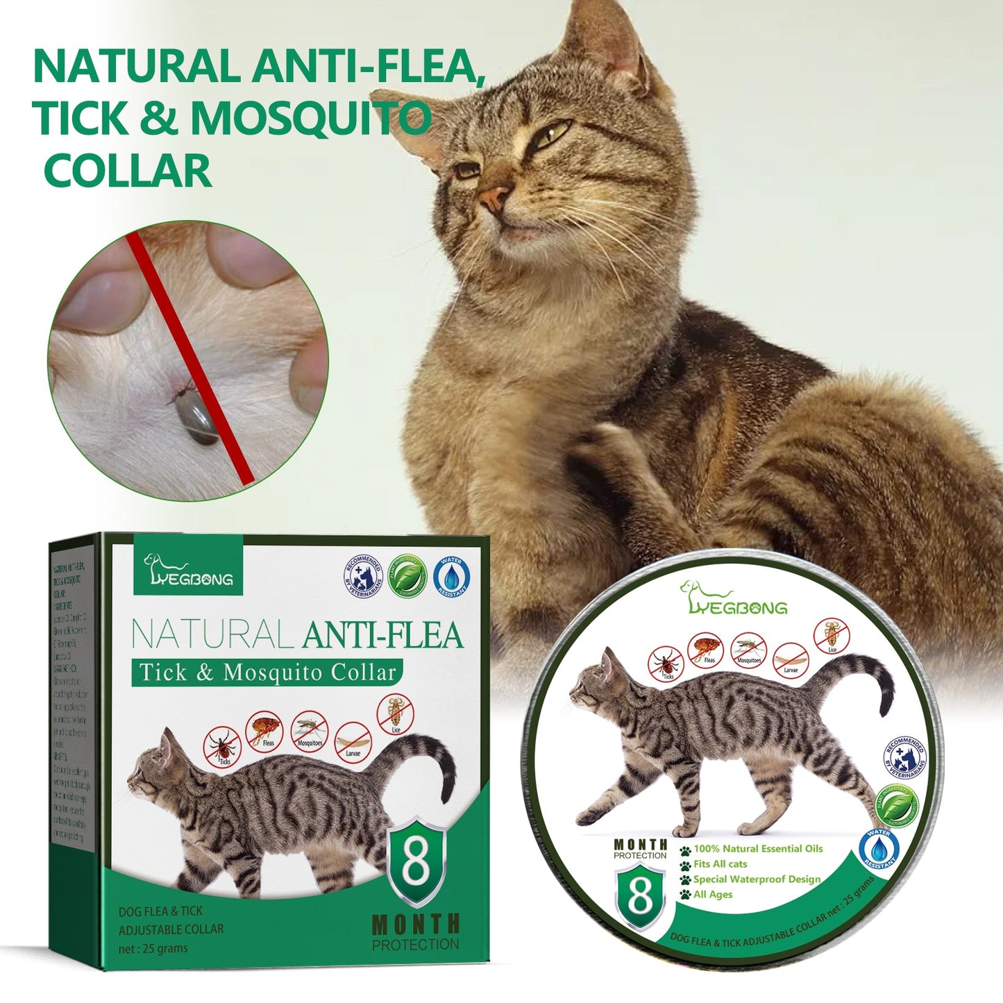 Premium Adjustable Pet Flea & Tick Collar - Waterproof & Resistant