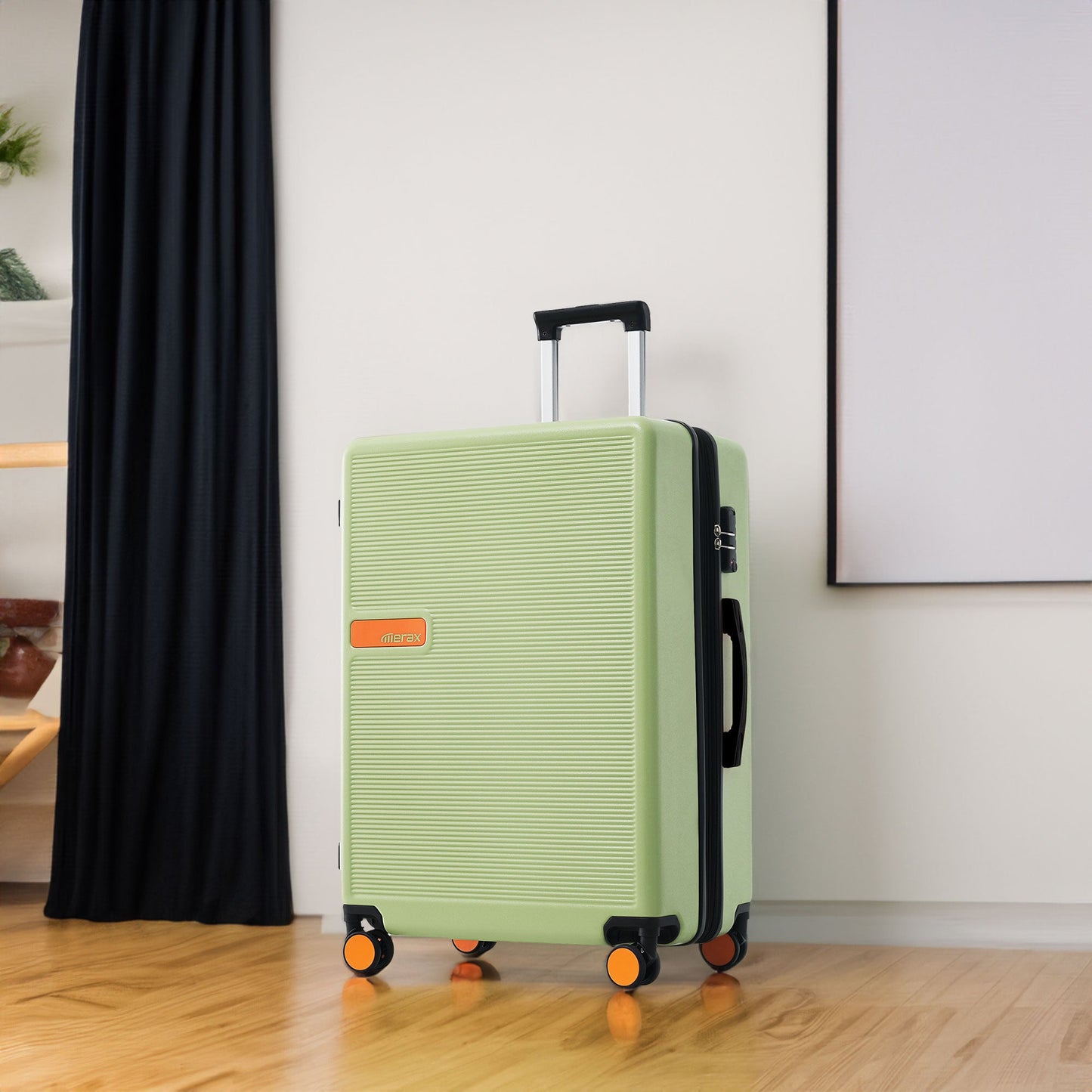 Contrast Color Hardshell Luggage 24inch Expandable Spinner Suitcase with TSA Lock Lightweight Green + ABS - Korvel