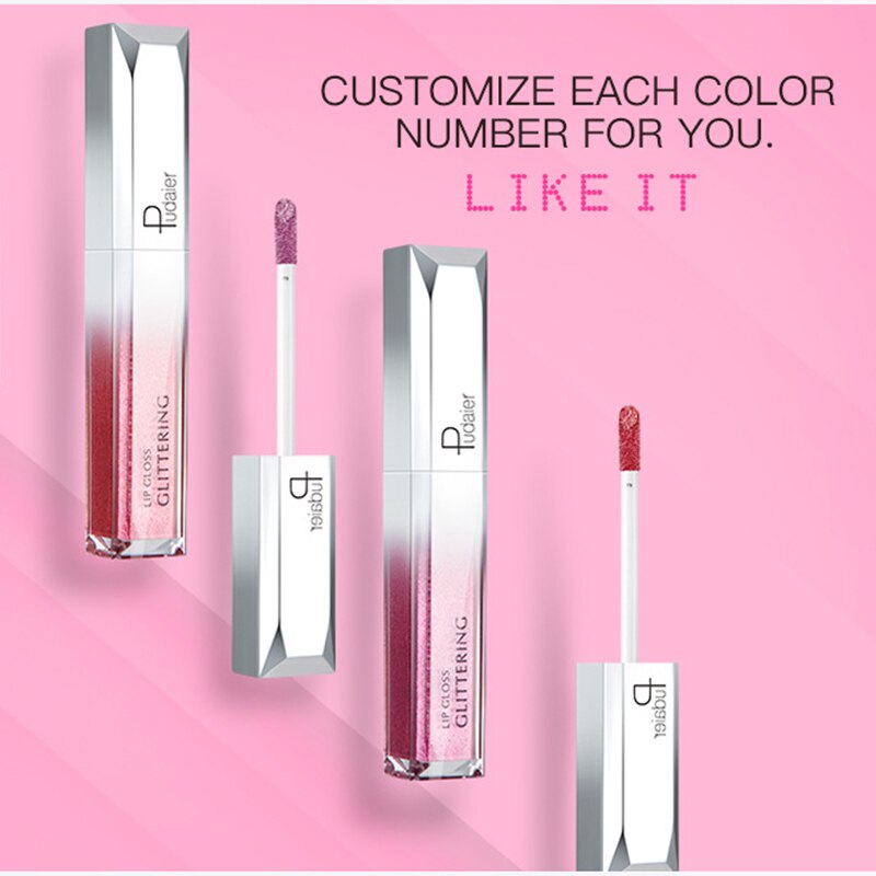 Pudaier Metallic Glitter Shine Lipstick - Long-lasting Liquid Tint