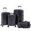 Luggage Set 4 pcs (20"/24"/29"/Travel Bag), PC+ABS Durable Lightweight Luggage with Collapsible Cup Holder TSA Lock, Black - Korvel