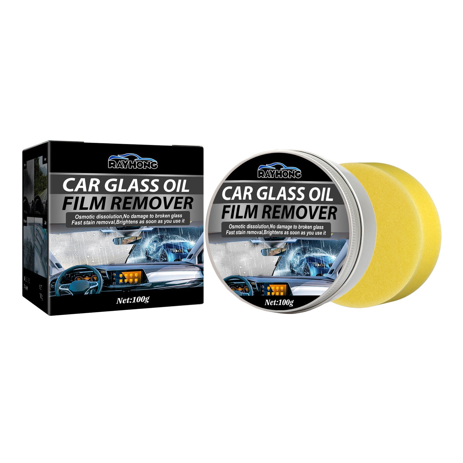 Car Glass Oil Film Remover, Rain Mist Smeary Clean Car Windscreen Cleaner - Korvel