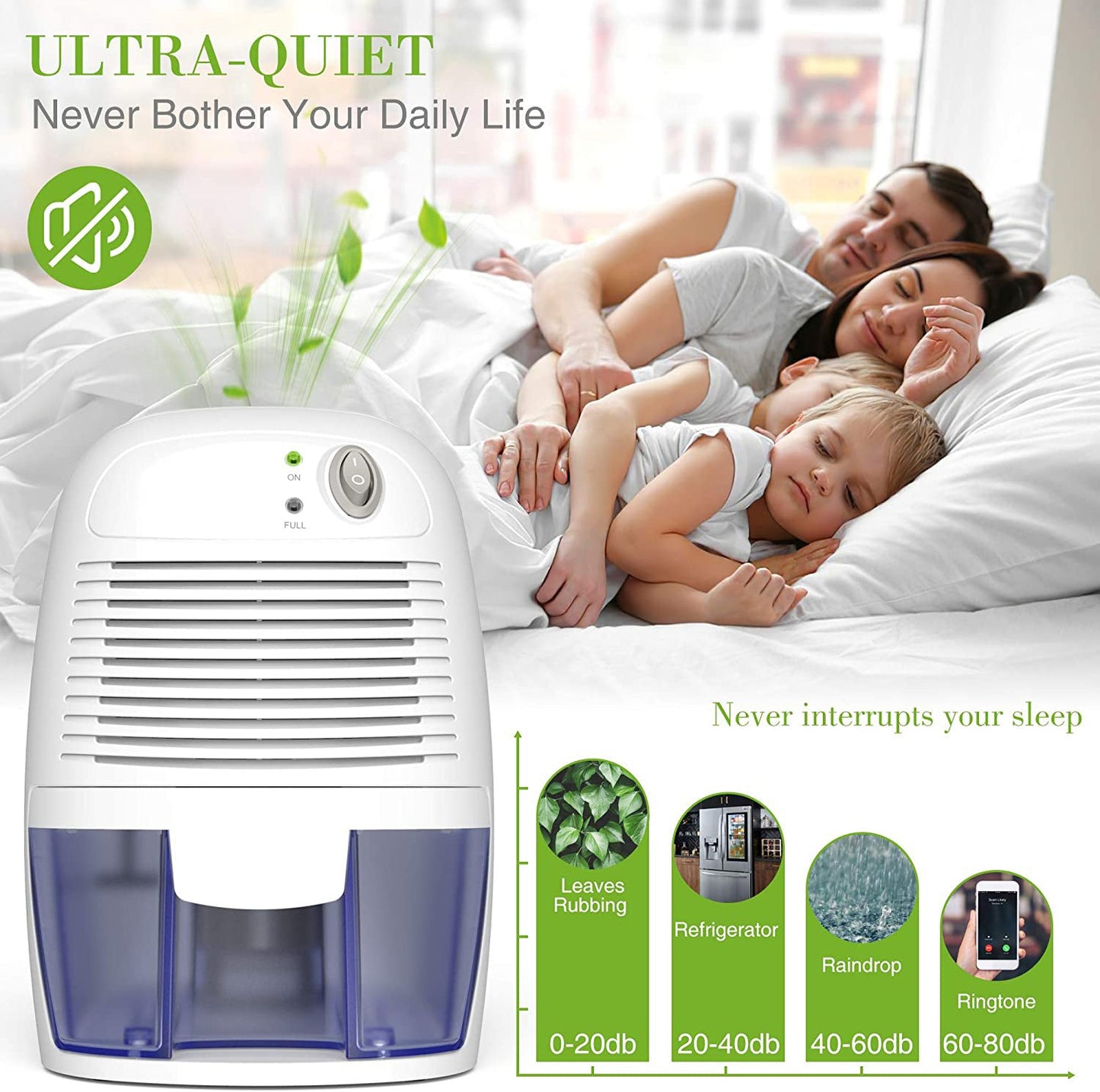 9V/USB Mini Dehumidifier Small Dehumidifier Small Mute White Household Dehumidifier - Korvel